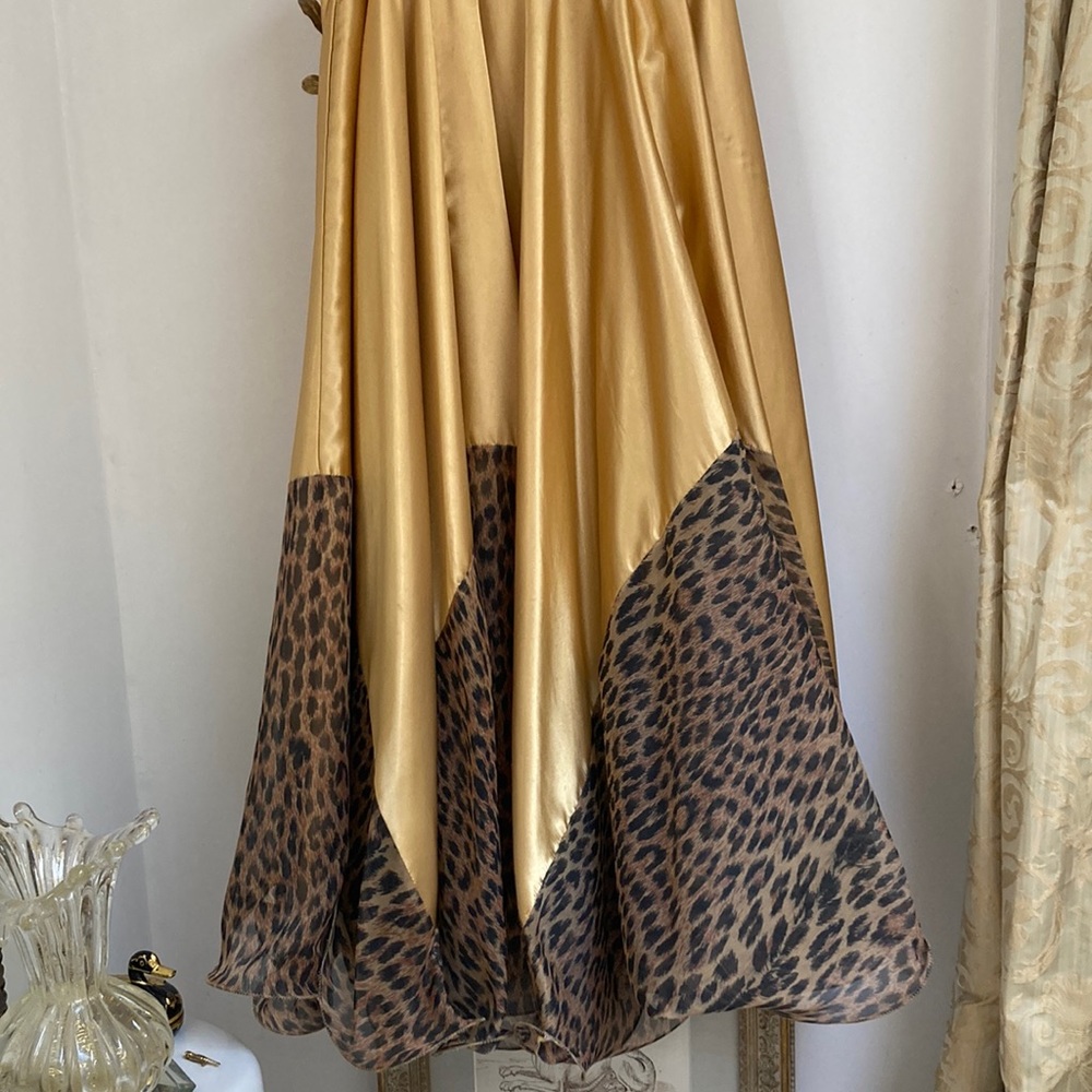 Gold and Leopard Print Maxi Skirt - Women's Fashion